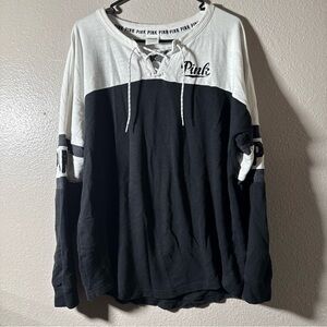Victoria's Secret Pink Black and White Lace-Up Top